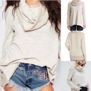 FREE PEOPLE BEACH COCOON COWL NECK LONG SLEEVE OATMEAL SIZE MEDIUM